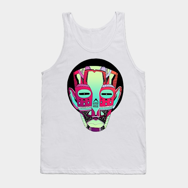 Blue Red Blend African Mask No 3 Tank Top by kenallouis